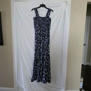 Michael Kors Navy and White Floral Maxi Dress